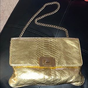 Gold Michael Kors Clutch with Chain